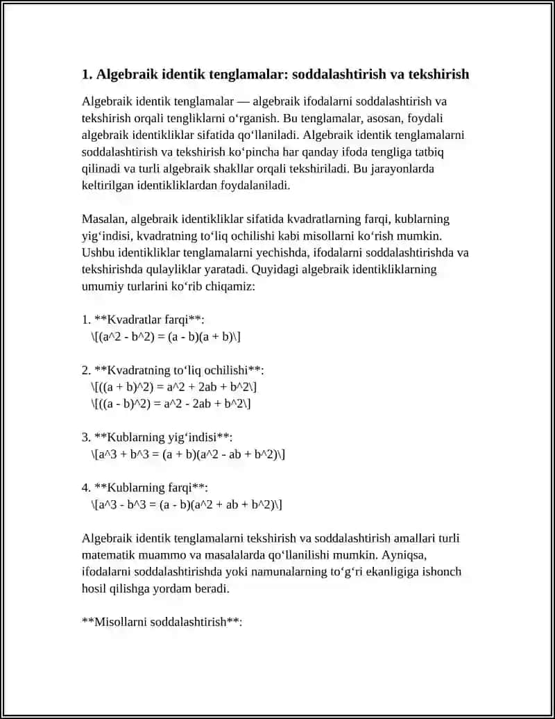 TENG KUCHLI FORMULALAR VA TEOREMALAR MAVZUSI 4