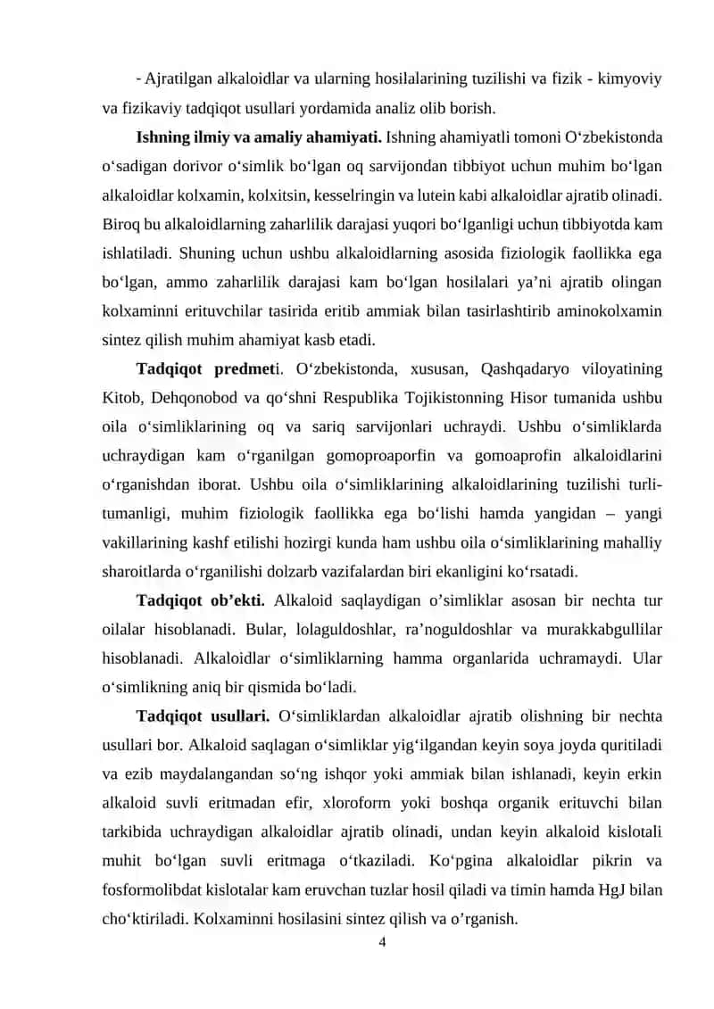 O‘simliklardan alkaloidlar ajratib olish usullari 4