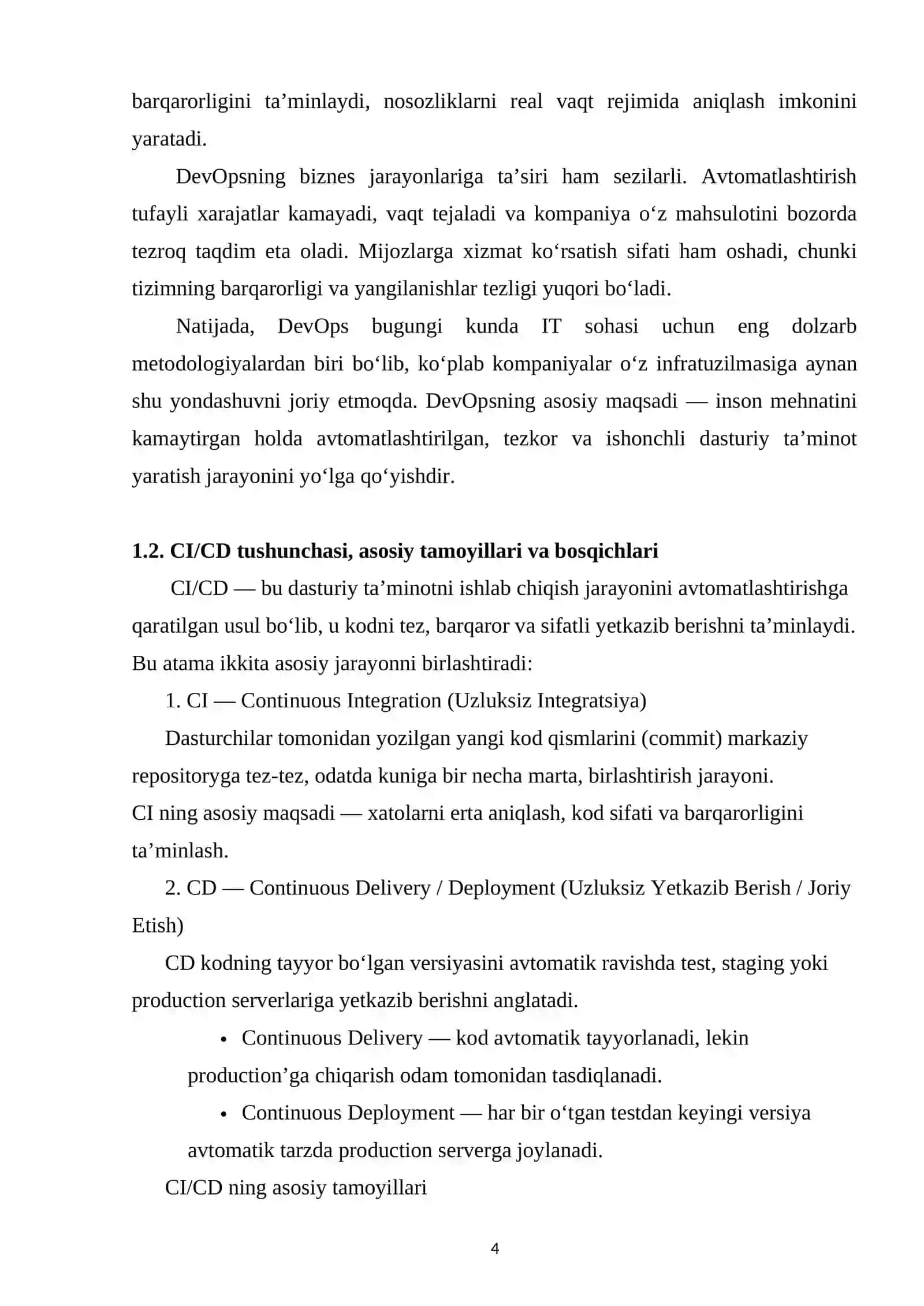 BOB. CI/CD VA AVTOMATLASHTIRILGAN ISHLAB CHIQARISHNING NAZARIY ASOSLARI 4