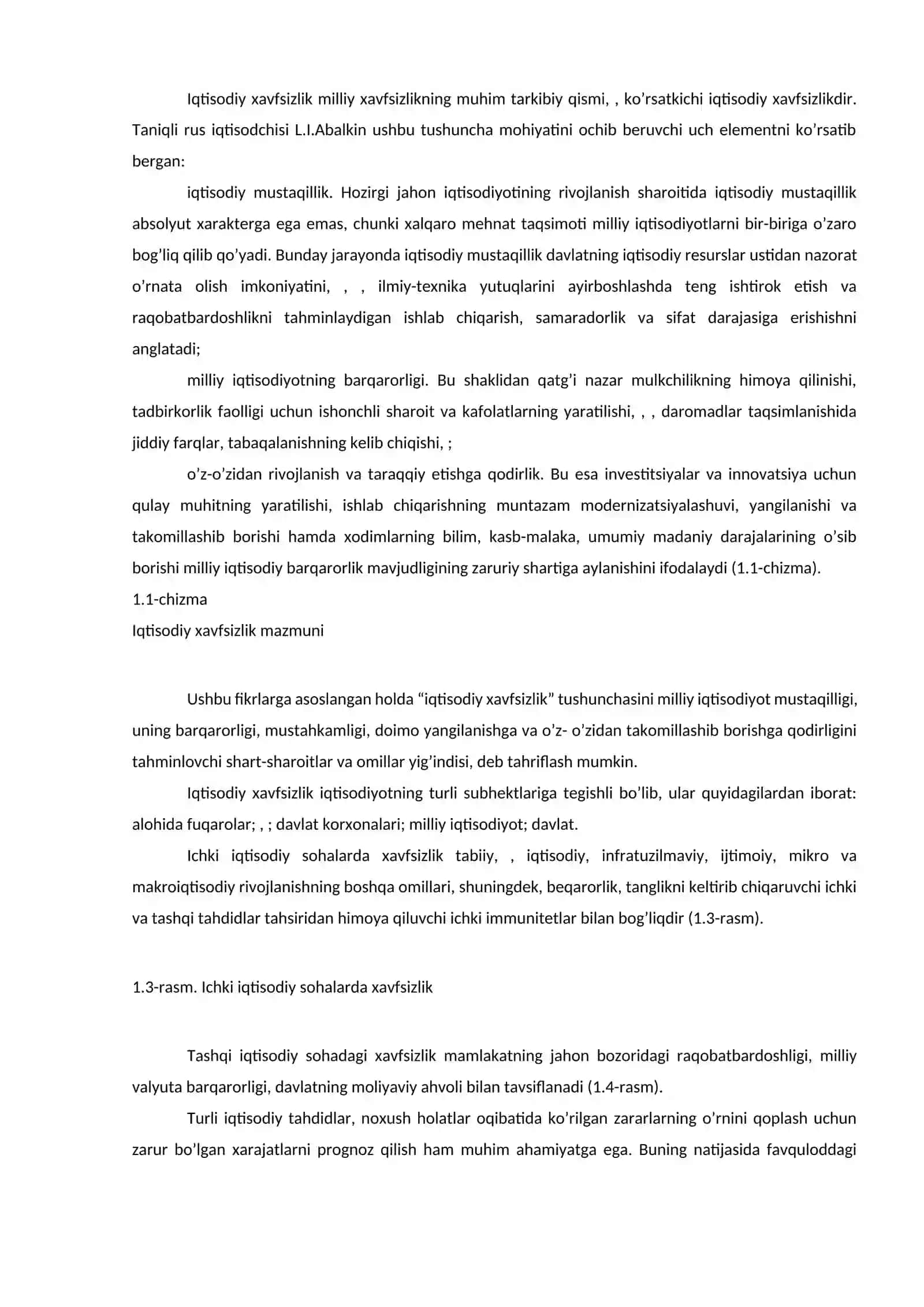 "IQTISODIY XAVFSIZLIK" FANIGA KIRISH 4