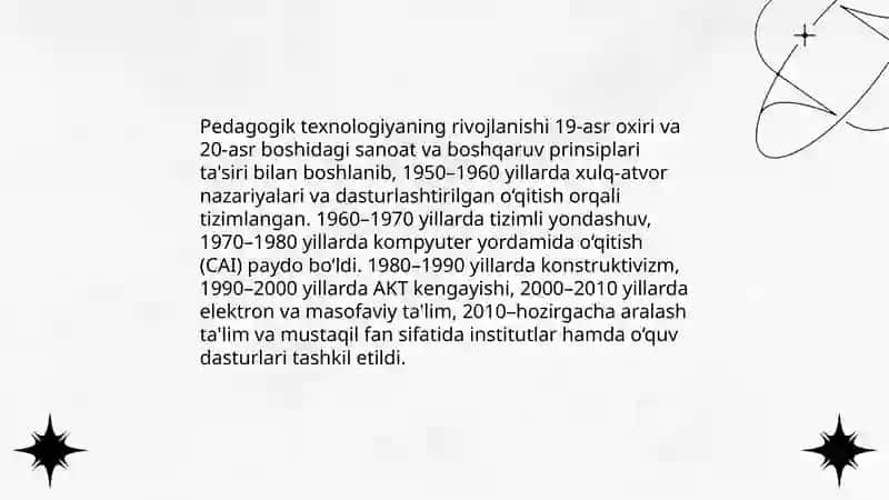 Pedagogik texnologiya pedagogikaning mustaqil sohasi sifatida 4