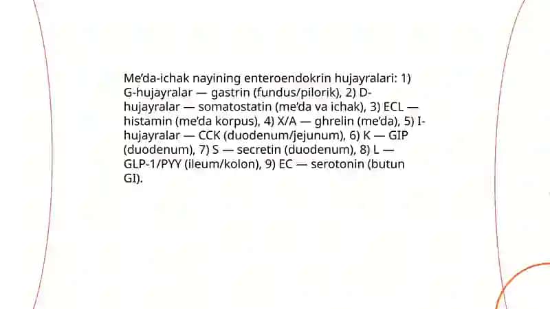 Hazmlanish jarayonining endokrin boshqaruvi 4