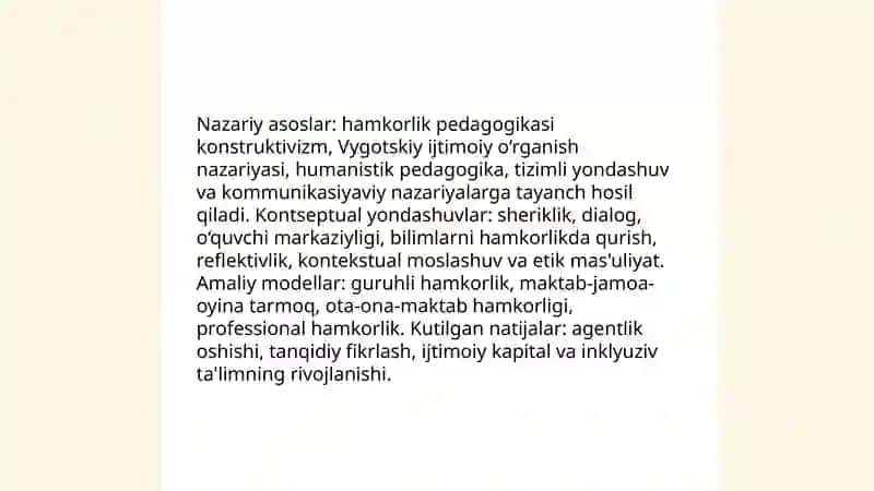 Hamkorlik pedagogikasining kontseptual g‘oyalari 4