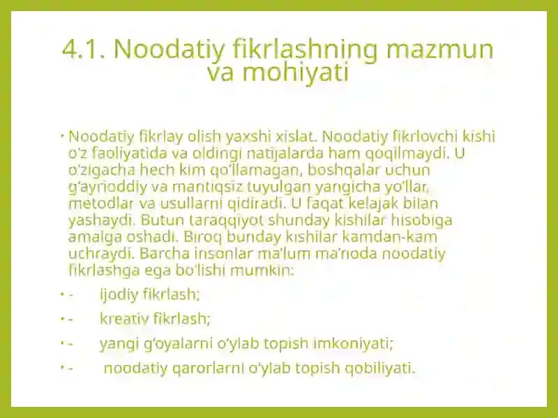 Noodatiy fikrlashning mazmuni va mohiyati 4