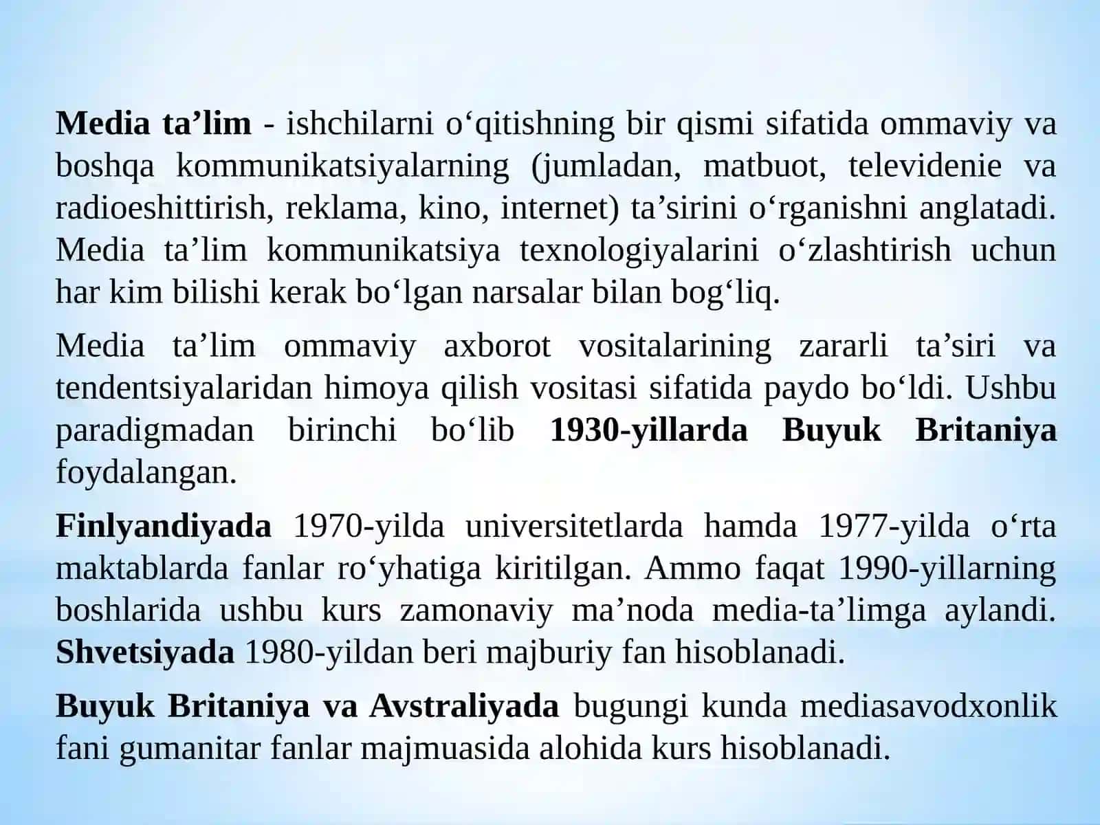 Mediasavodxonlik va axborot madaniyatining predmeti va jamiyattarqqiyotidagi o‘rni 4