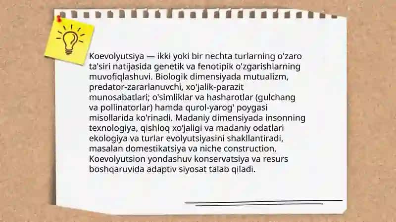 Koevolyutsiya va environmentalizm dialektikasi 4