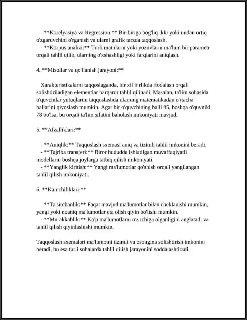 TAQQOSLASH SXEMASI ELEMENTINI OʻRGANISH 4