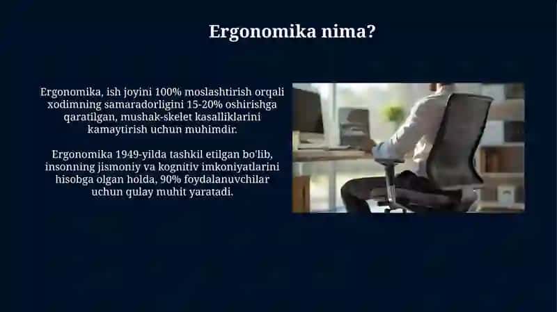 Ish joylarini ergonomik ta'minlash 4
