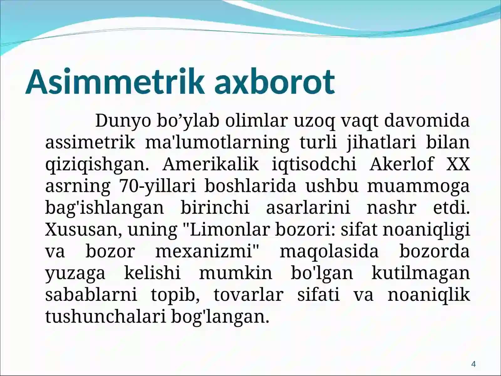 Asimmetrik axborot 4