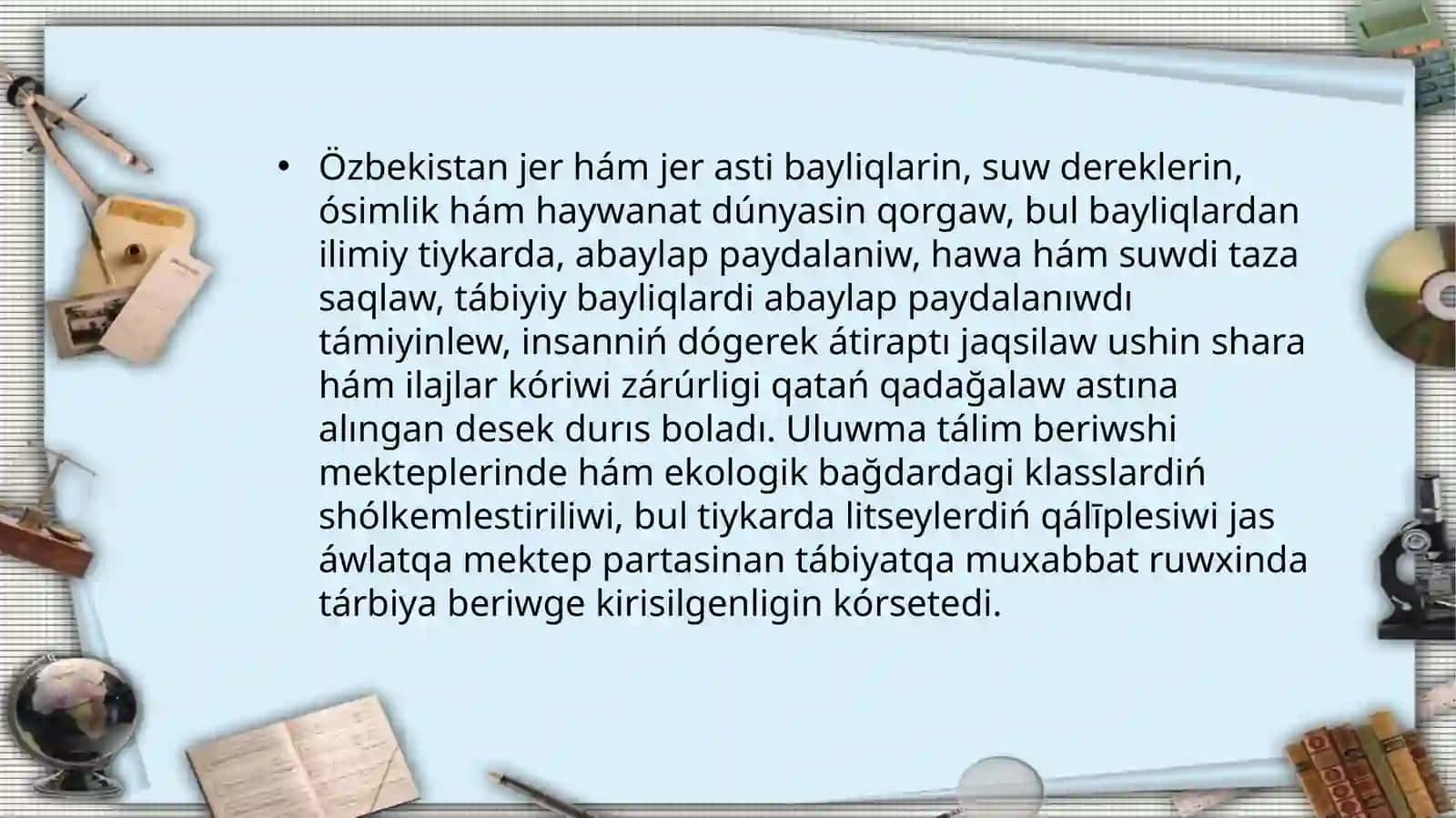 Ekologiyaliq mádeniyat hám ekologik sana máselesi 4