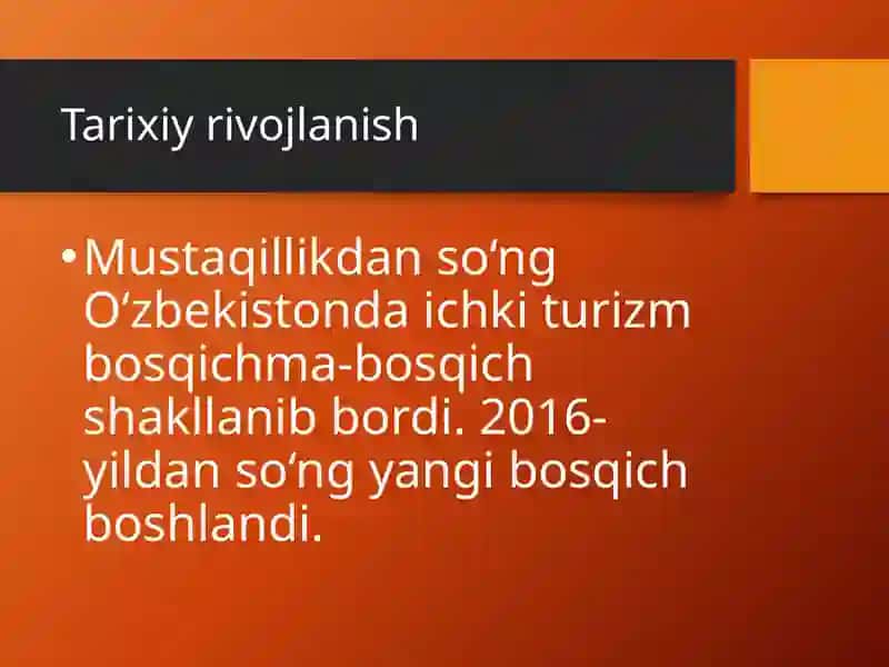 O‘zbekiston Respublikasi ichki turizmi rivojlanish dinamikasi 4