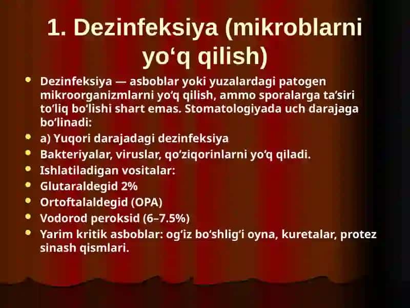 Stomatologiyada dezinfeksiya va sterilizatsiya 4