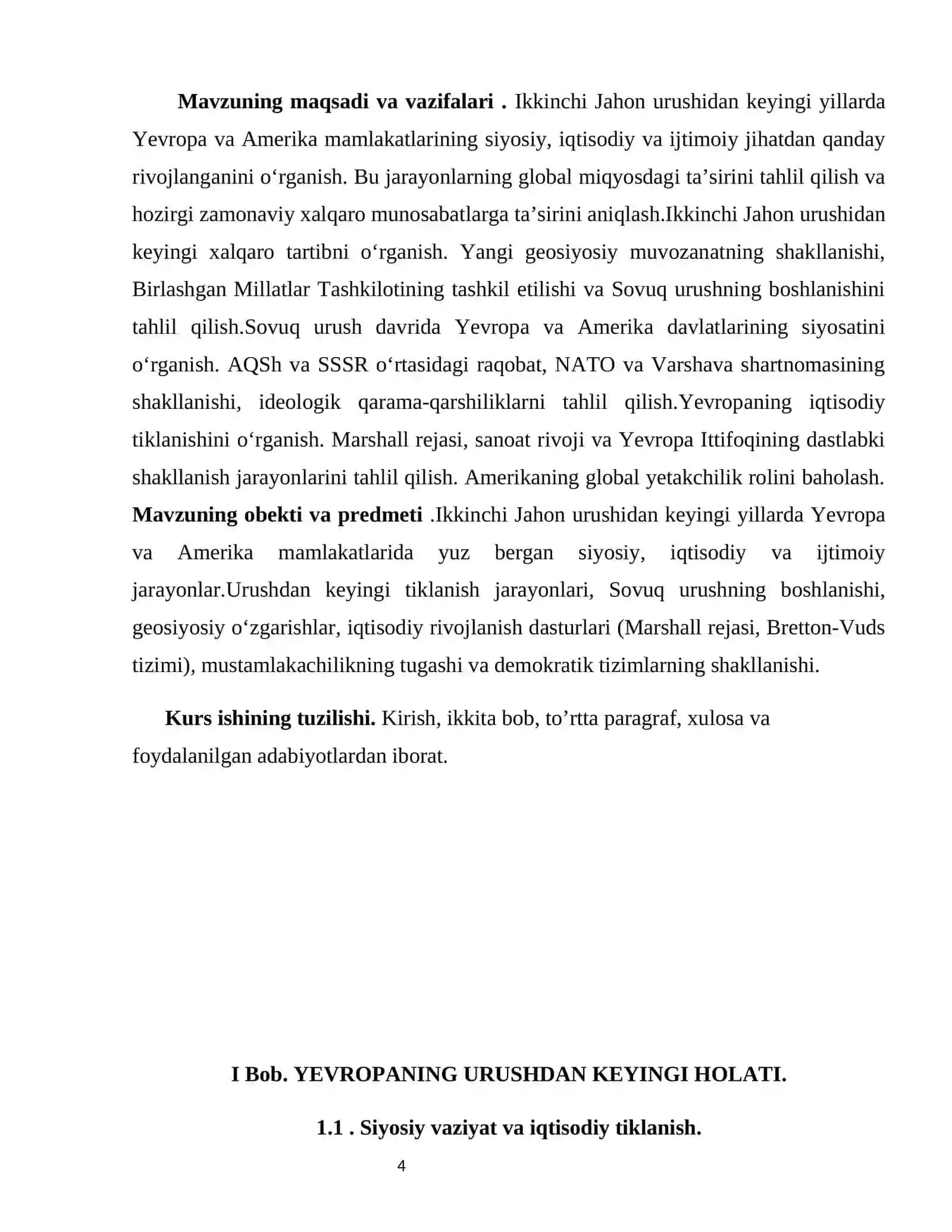 Ikkinchi Jahon urushidan keyingi yillarda Yevropa va Amerika mamlakatlari 4