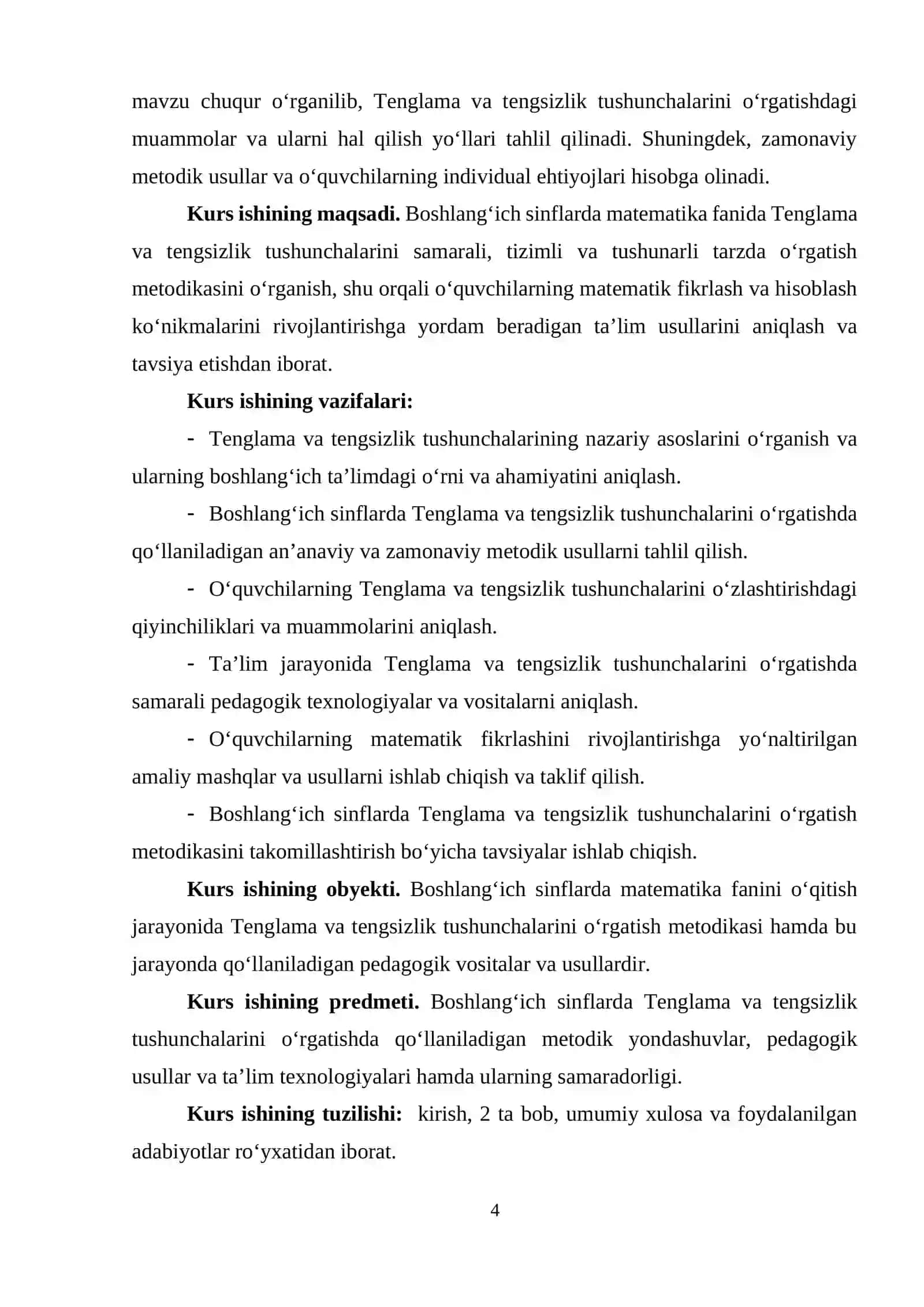 Boshlang‘ich sinflarda Tenglama va tengsizlik tushunchalarini o‘rgatish metodikasi 4