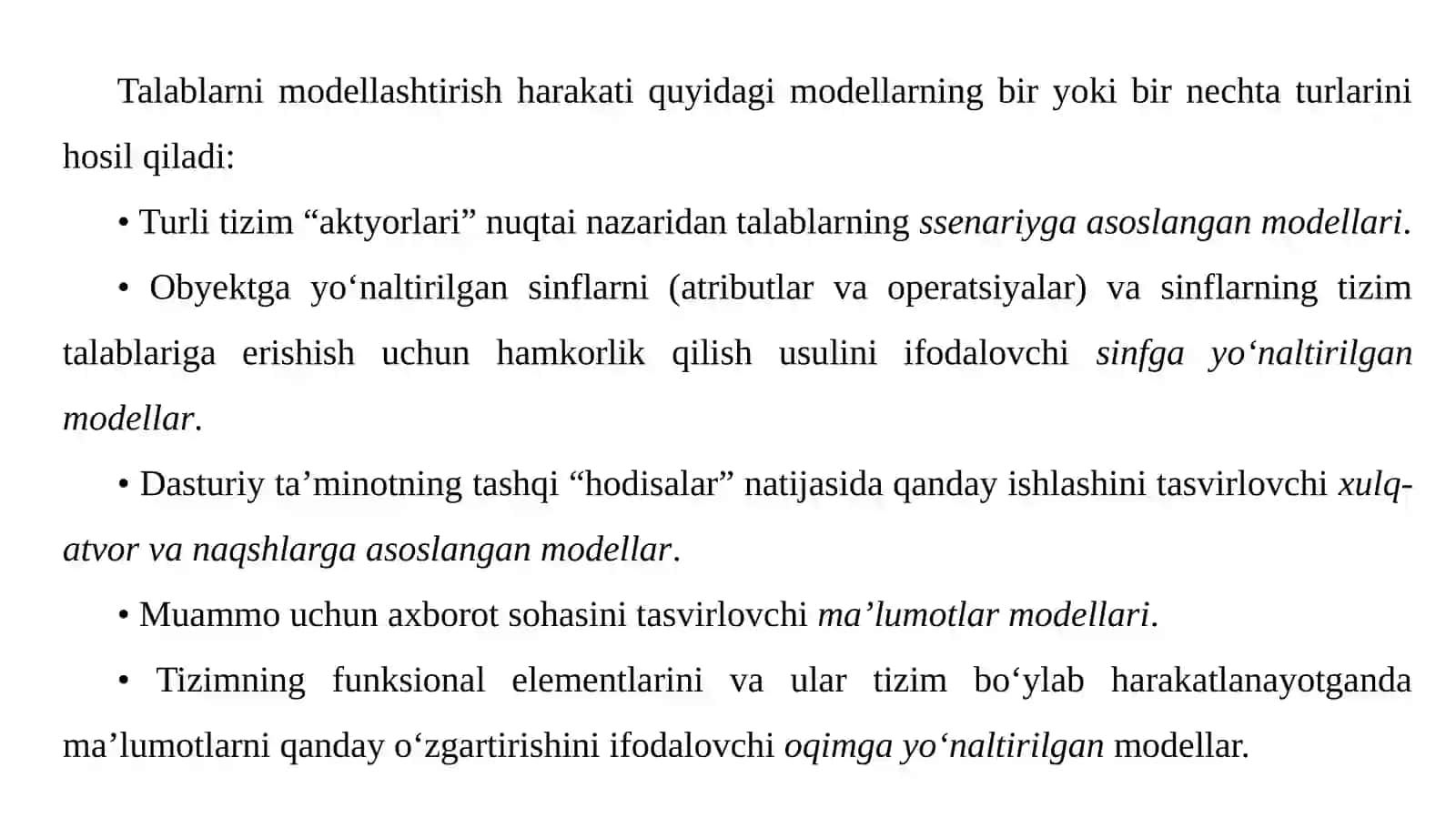 Talablarni modellash: Ssenariyga asoslangan metodlar 4