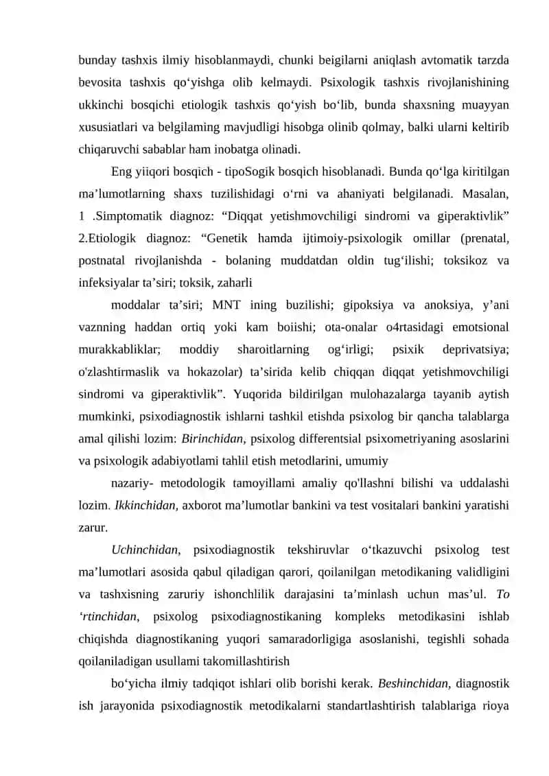Mavzu: Maktabgacha yosh davrini psixodiagnostika qilishda foydalaniladigan metodlar mazmuni 4