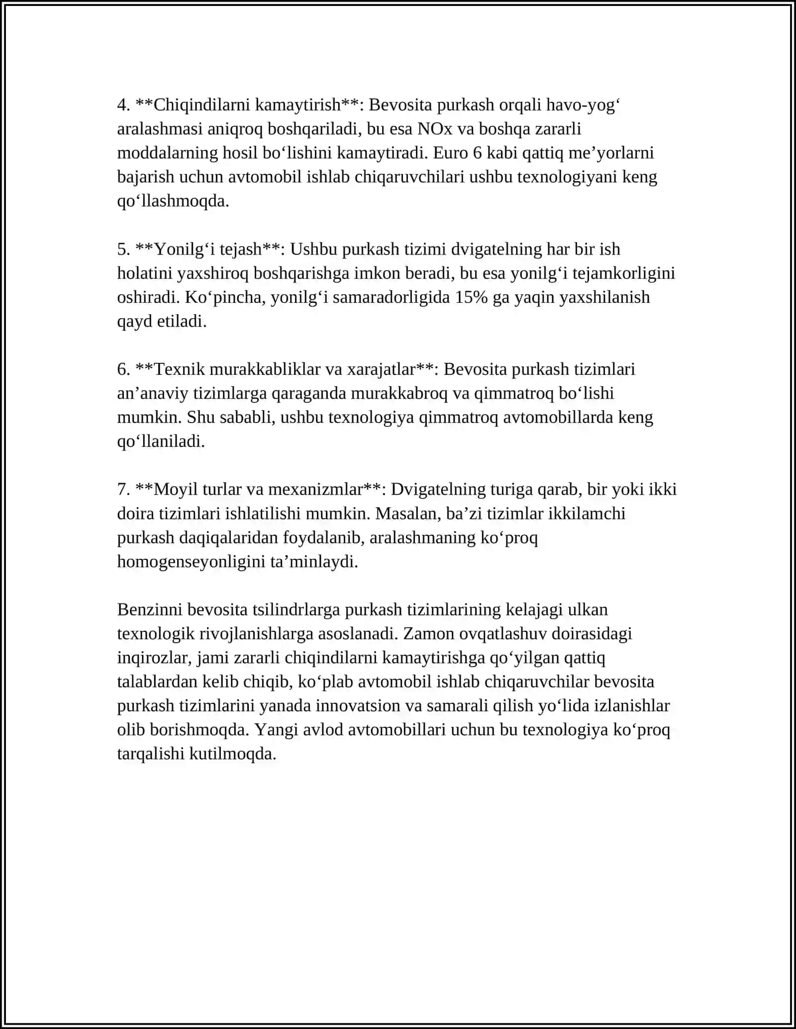 BENZINNI BEVOSITA TSILINDRLARGA PURKASH TIZIMI 4