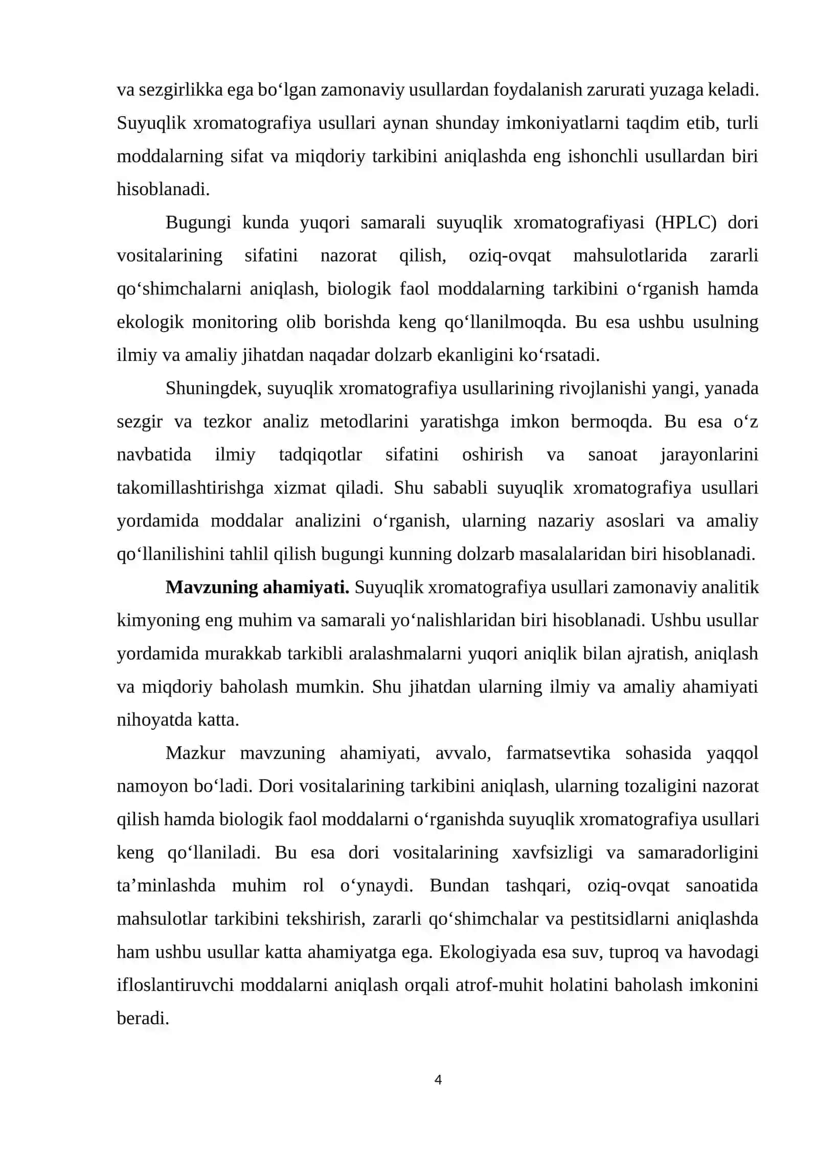 Suyuqlik xromatografiya usullari yordamida moddalar analizi 4