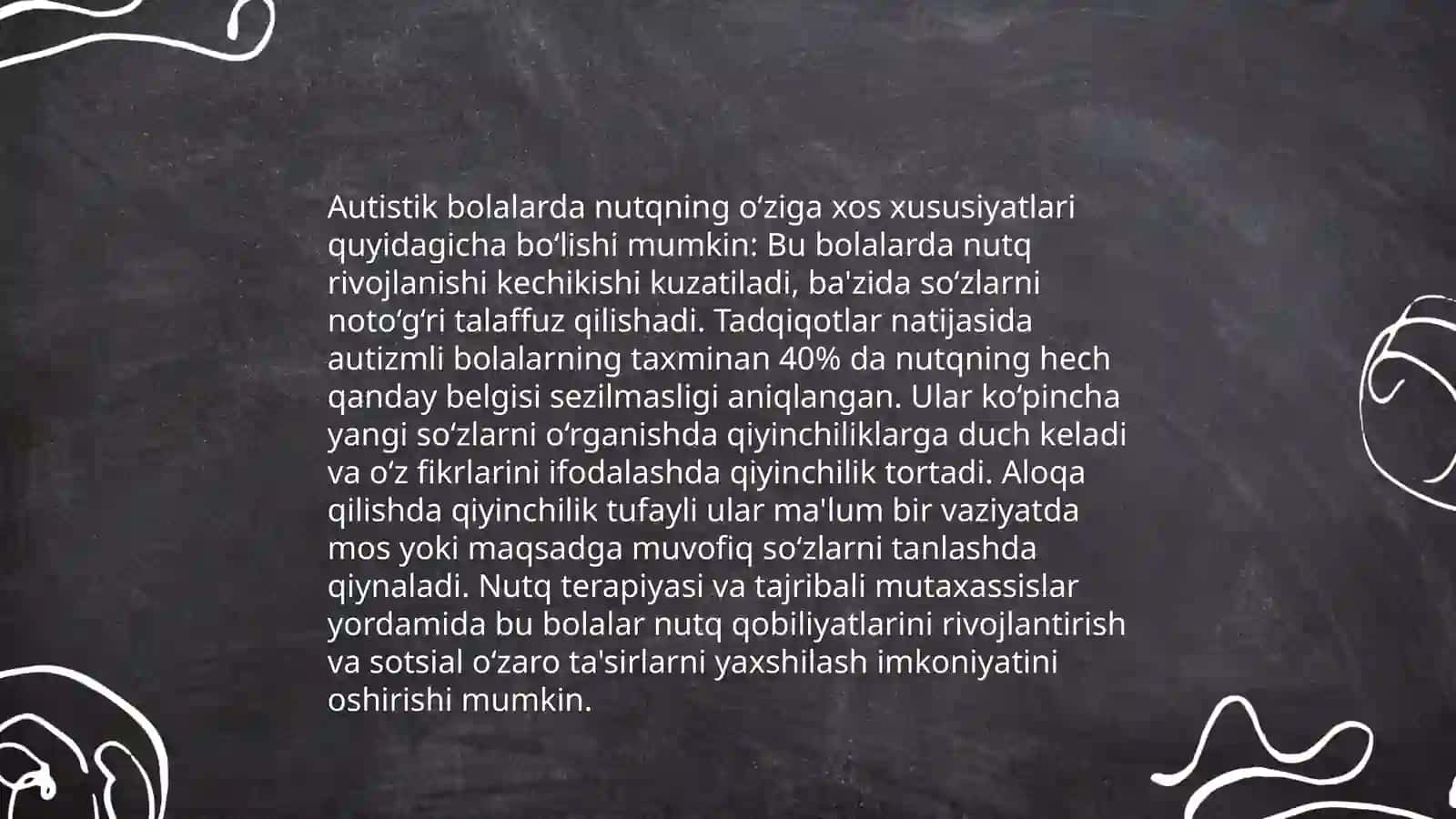 Autistik spektr buzilishlariga nutqning rivojlanish xususiyatlari 4
