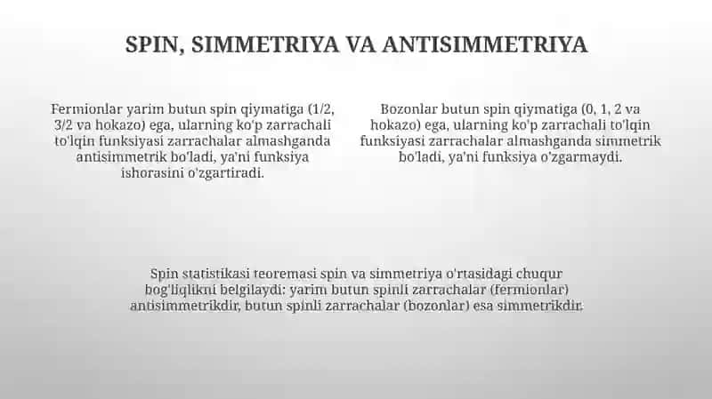 Bozonlar va Fermionlar. Pauli printsipi 4