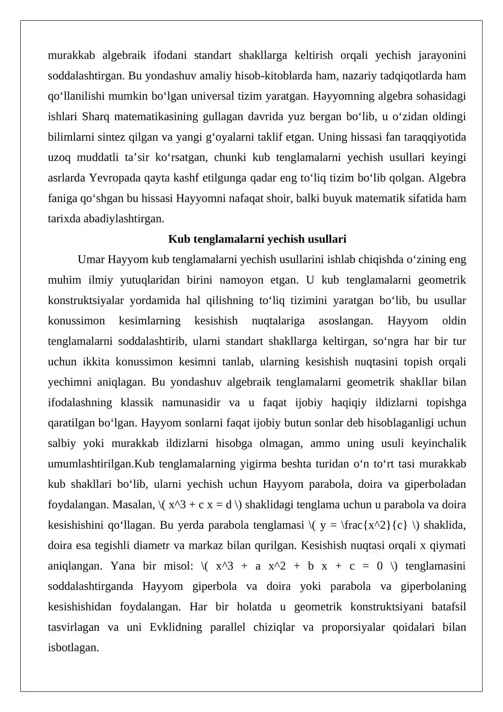 Umar Hayyomning matematikaga oid asarlari va ularning ahamiyati 4