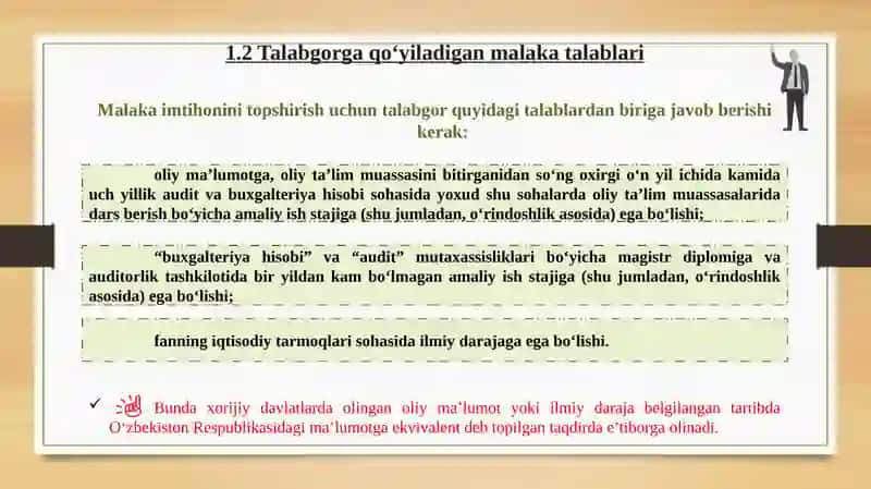Auditor kasbi malaka sertifikati imtihoni va uni o’tkazish 4