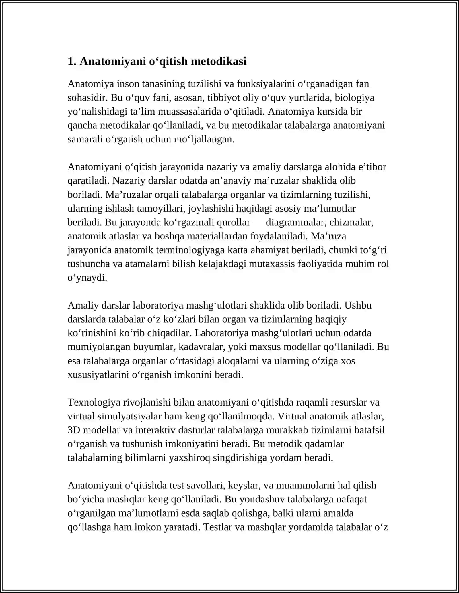 Anatomiyani o‘qitish metodikasi 4