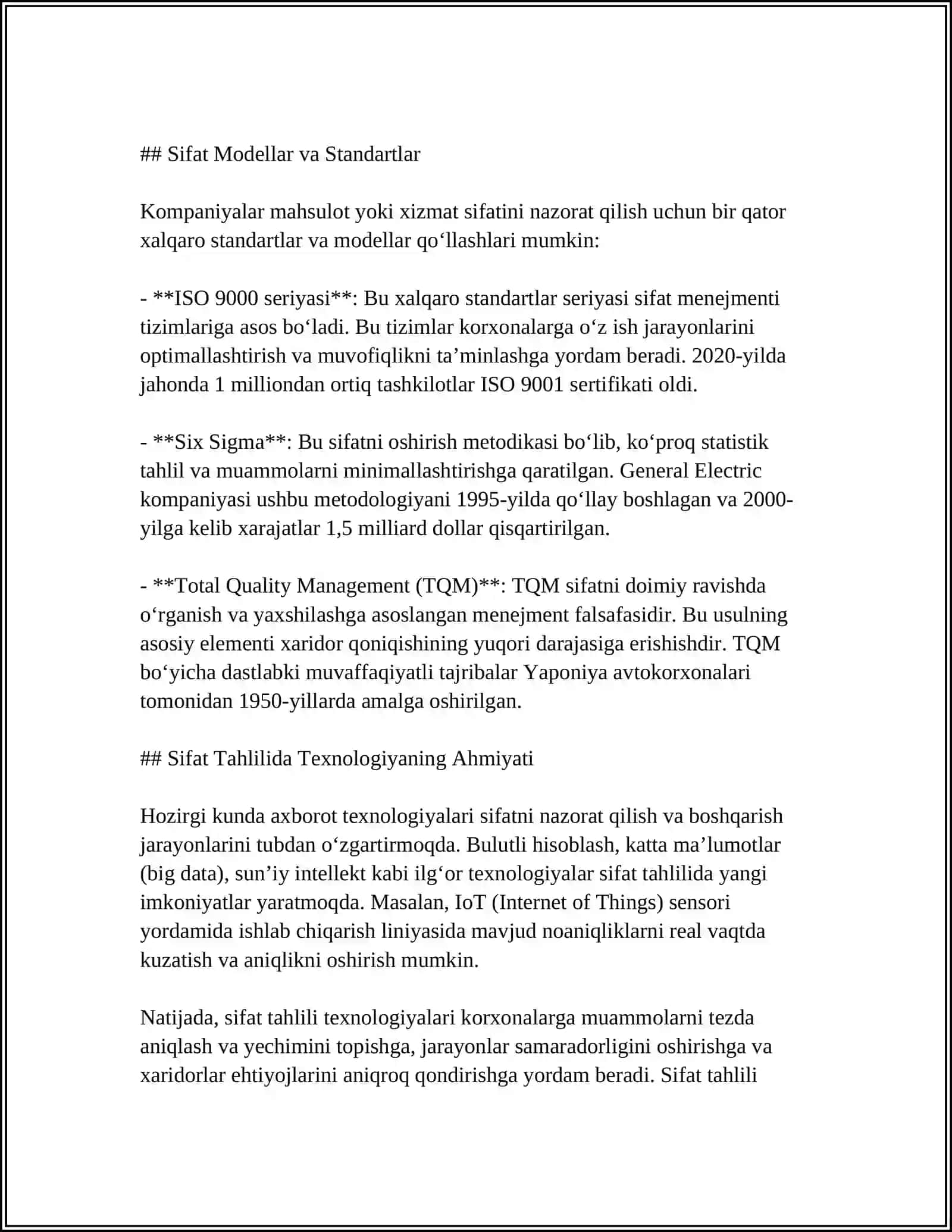 SIFAT ANALIZIDA TEXNOLOGIYADA QO'LLANISHI, AFZALLIGI VA KAMCHILIKLARI 4