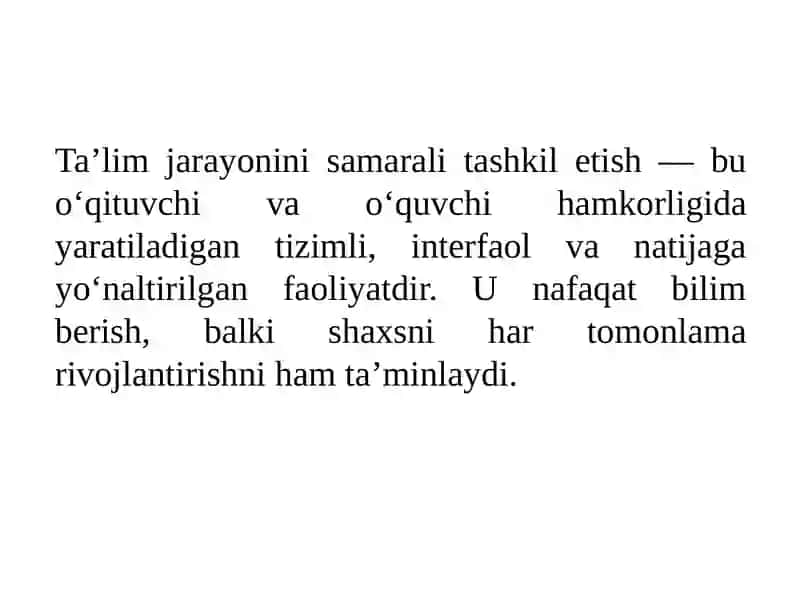 Ta'limolish jarayonini samarali tashkilotish 4