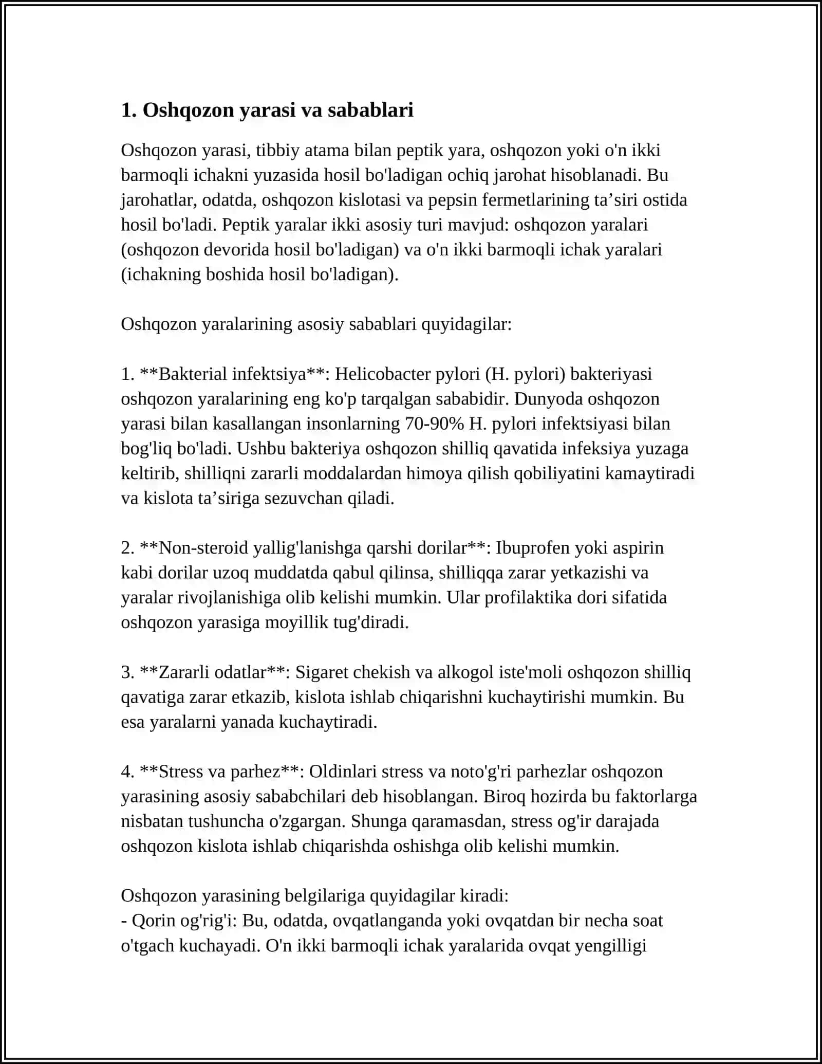 OSHQOZON VA O'N IKKI BARMOQ ICHAK YARA KASALLIGINI DAVOLASHNING ZAMONAVIY USLUBLARI. O'T-TOSH KASALLIGINI OPERATIV DAVOLASHNING LAPAROSKOPIK USLUBLARI 4