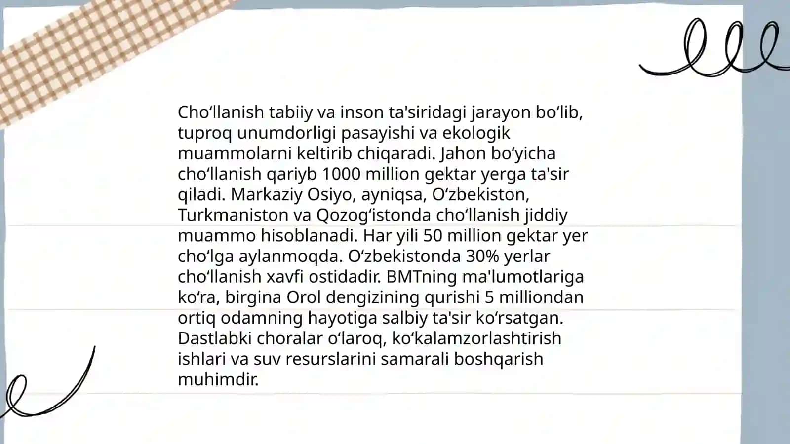 Ekologik muammolar (Ecological problems of Uzbekistan) 4