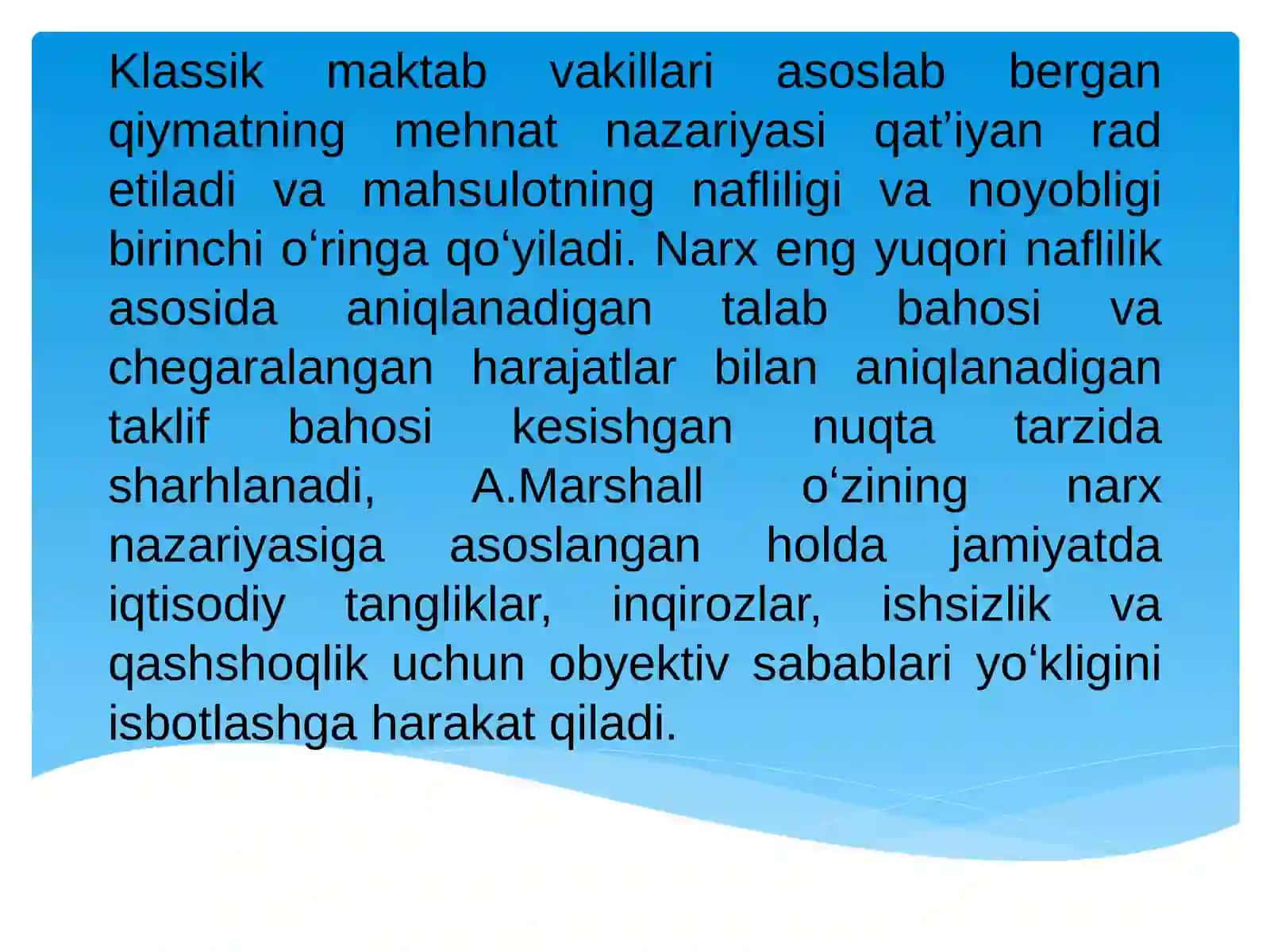 Kembridj maktabi A.Marshall ta’limoti F.L.FAXRIDDINOV 4