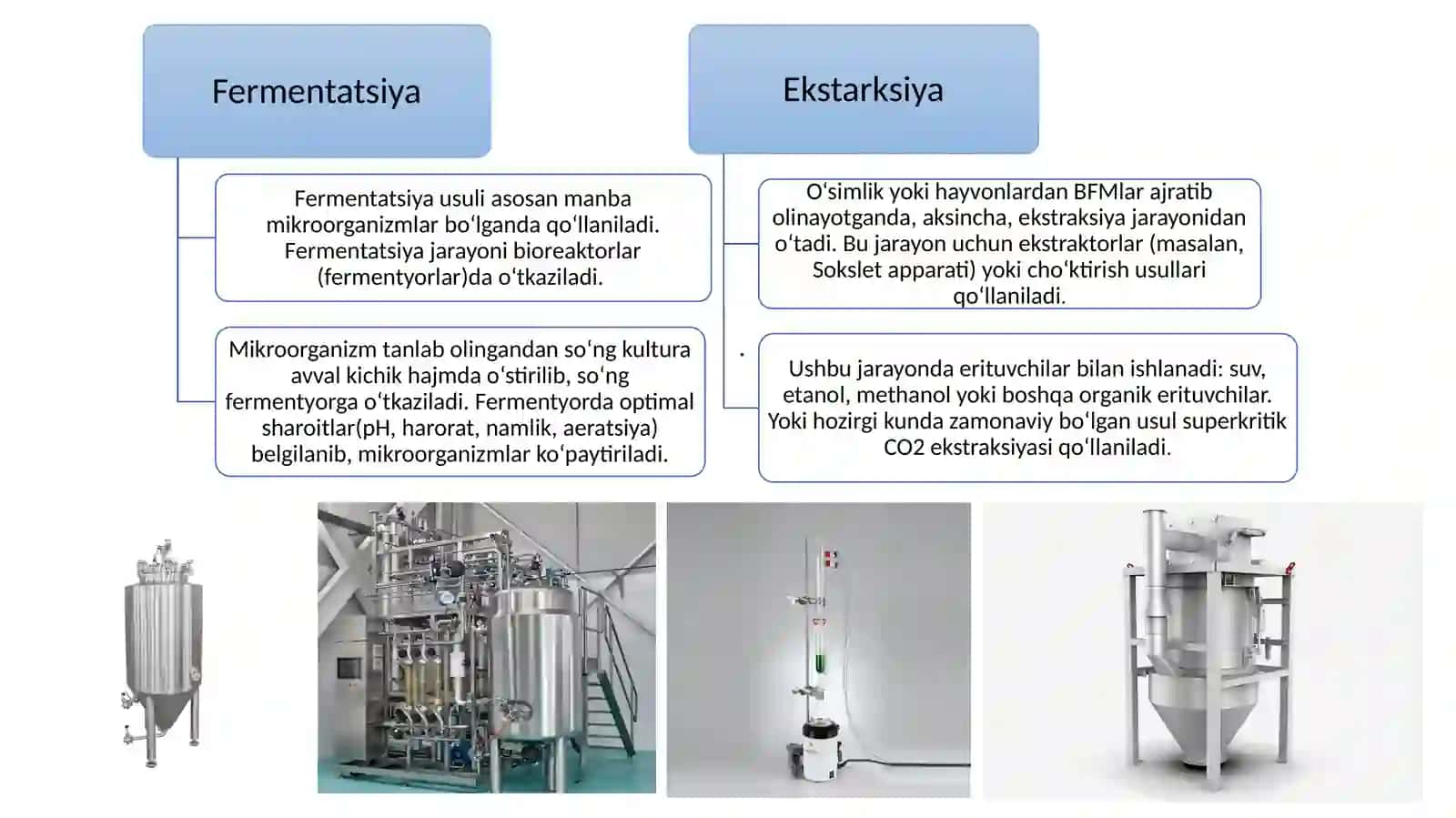 Biologik faol moddalar ishlab chiqarish uchun texnik vositalar va moslamalar 4