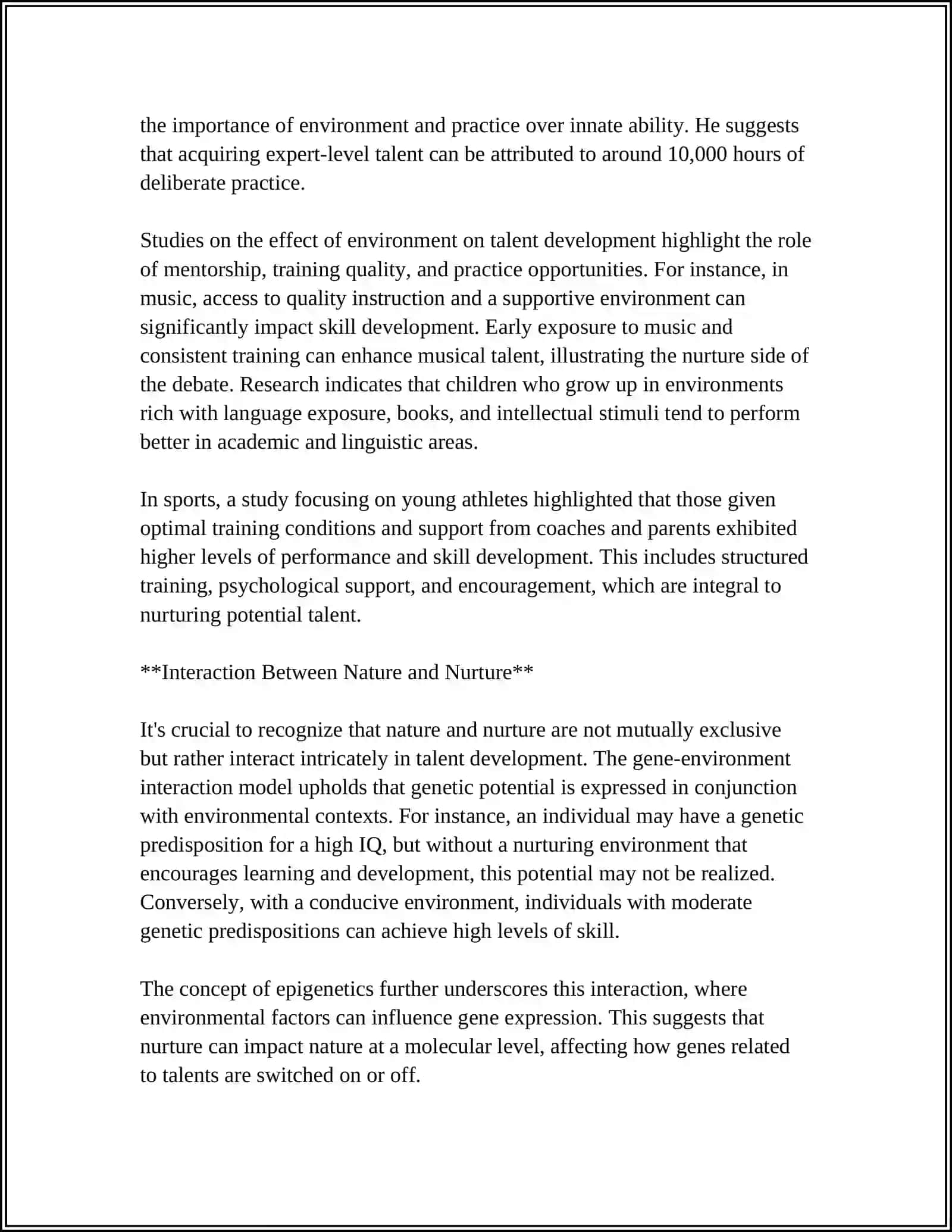 Nature vs. Nurture in Talent Development 4