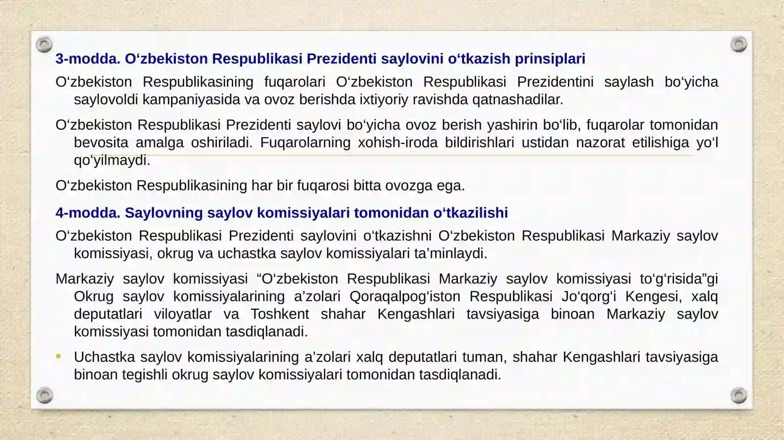 Mustaqillik yillari Uzbekistonda prezidintlik saylovtizimi va undagi amalga oshirilgan islohatlar 4