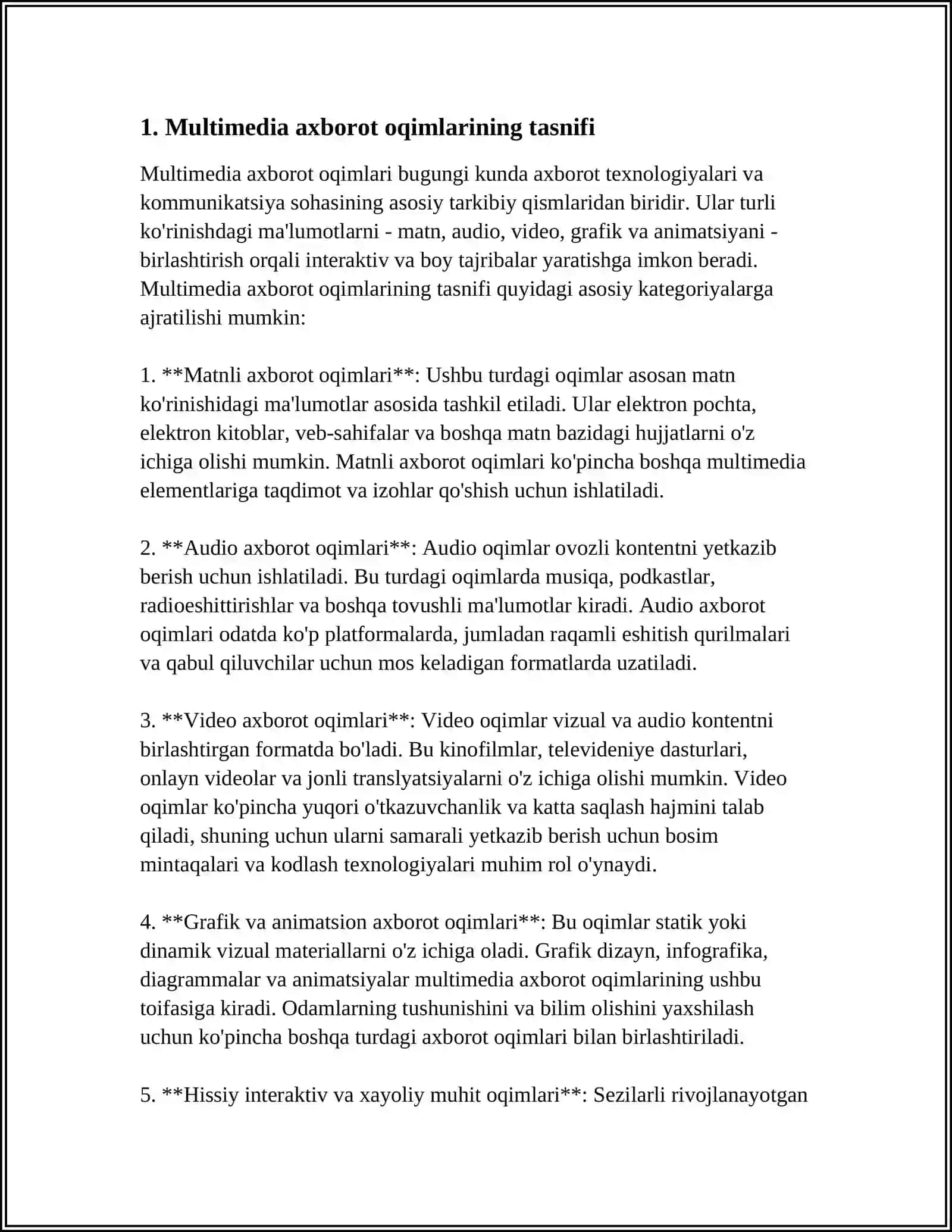 MULTIMEDIA AXBOROT OQIMLARI 4