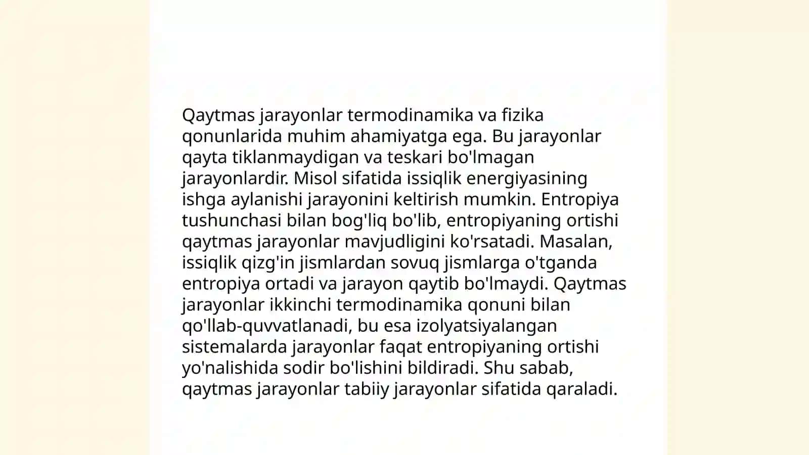 Qaytuvchan va qaytmas jarayonlar 4