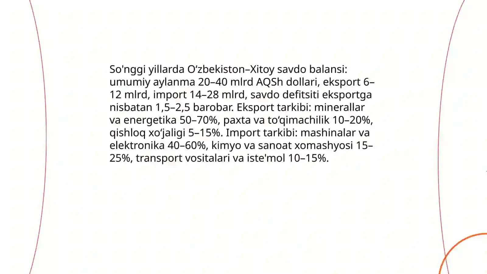 O'zbekiston va Xitoy tashqi savdo faoliyati 4