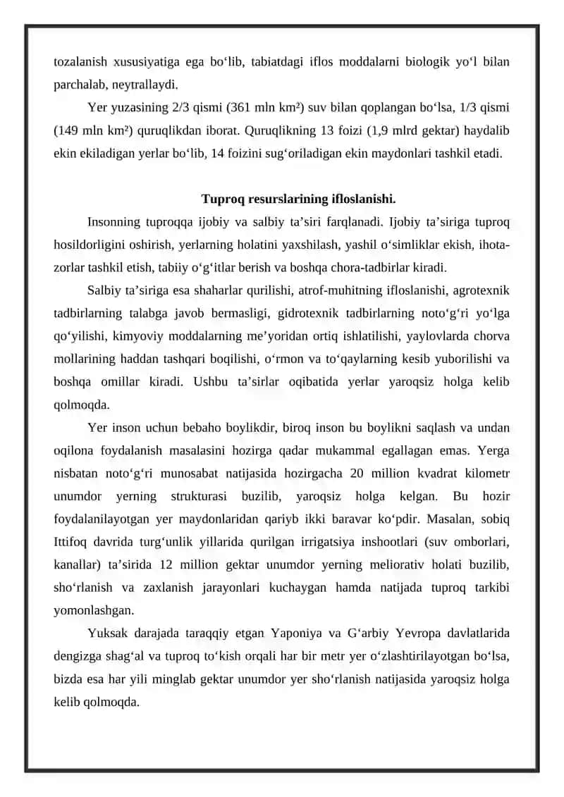 Tuproq-yer resurslari va ularni muhofaza qilish muammolari 4