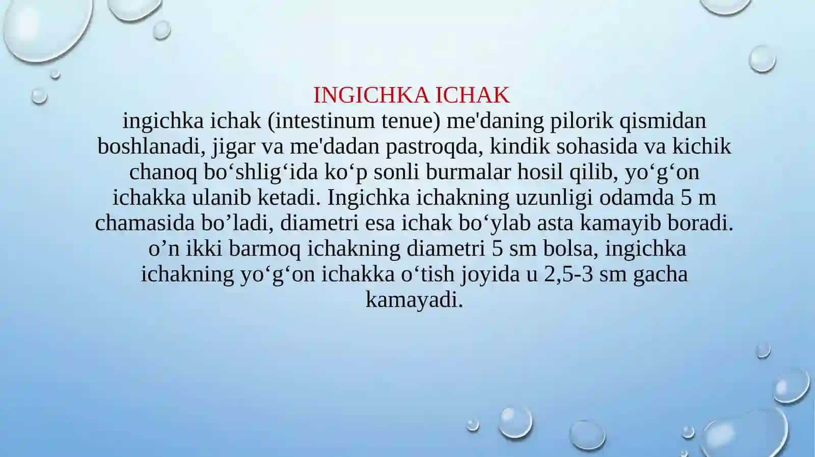 INGICHKA ICHAKDA OVQAT HAZM BO’LISHI VA SO’RILISHI 4
