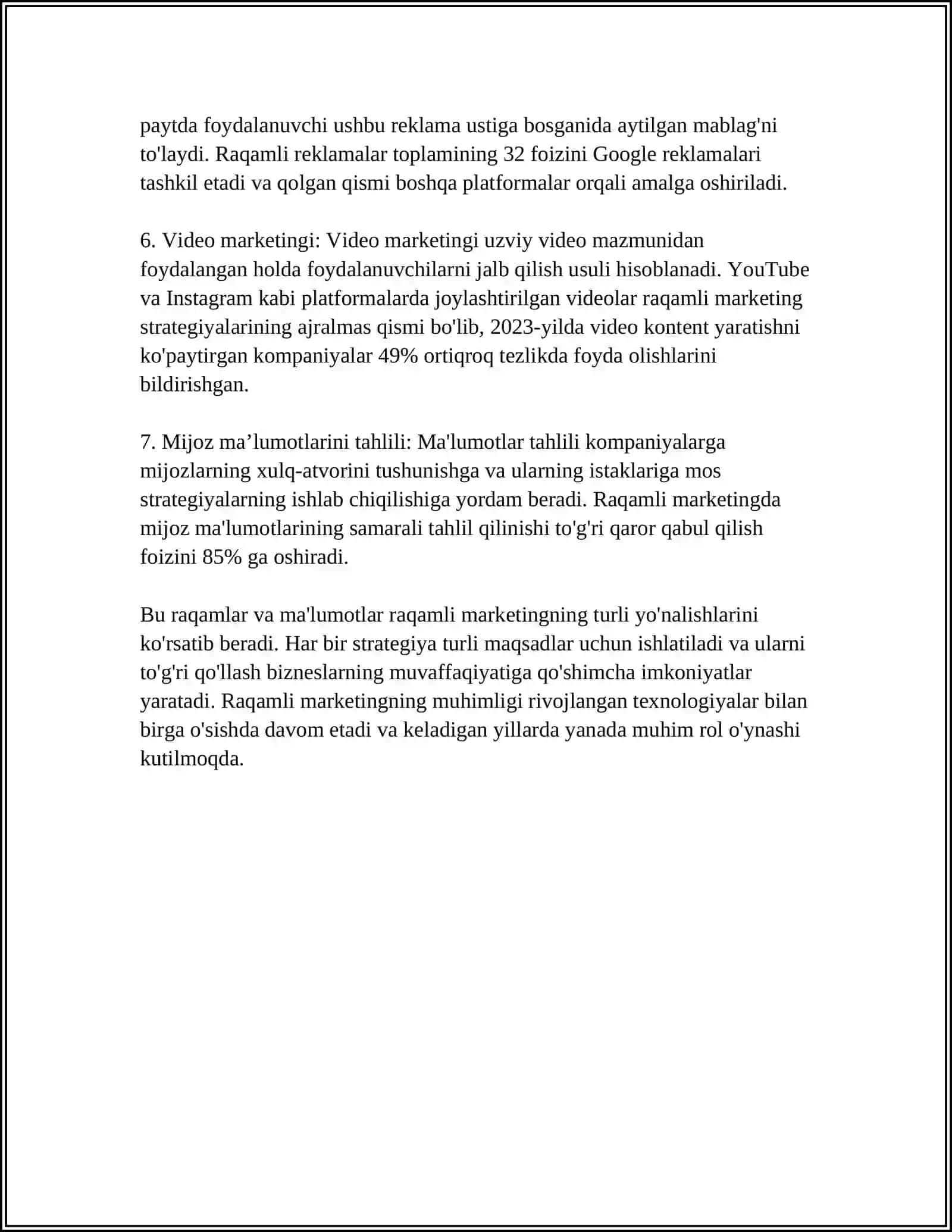 MUSTAQIL ISH Mavzu: MARKETINGDA REJALASHTIRISH 4