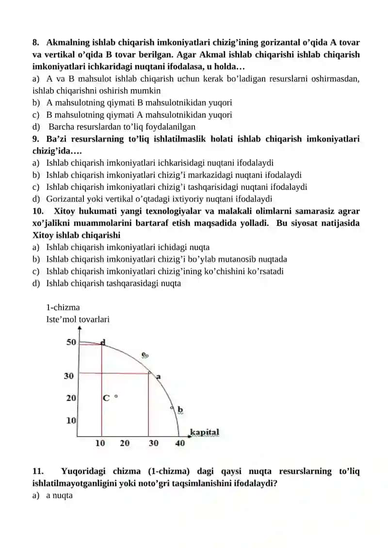 ISHLAB CHIQARISH IMKONIYATLARI CHIZIG’I. ABSOLUT VA NISBIY USTUNLIK 4