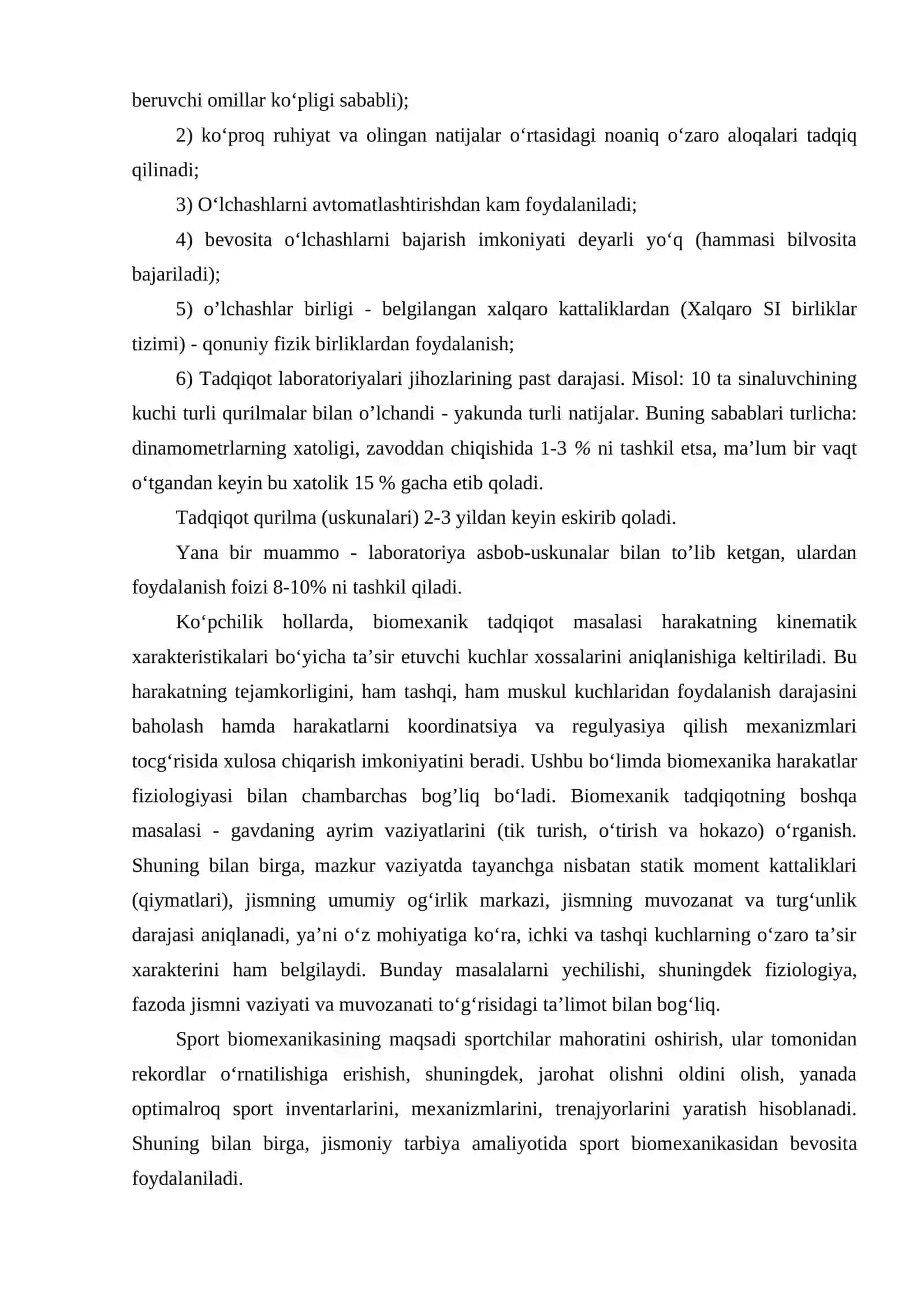 Sport biomexanikasi fanining obyekti, predmeti, maqsadi va vazifalari 4