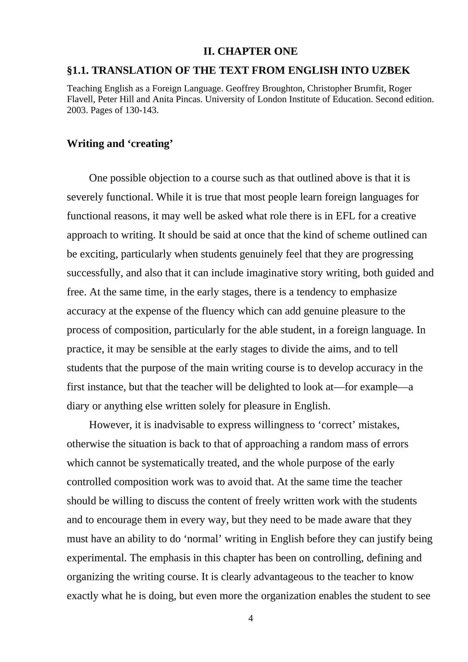 COURSE PAPER THEME: Working with errors in teaching writing 4