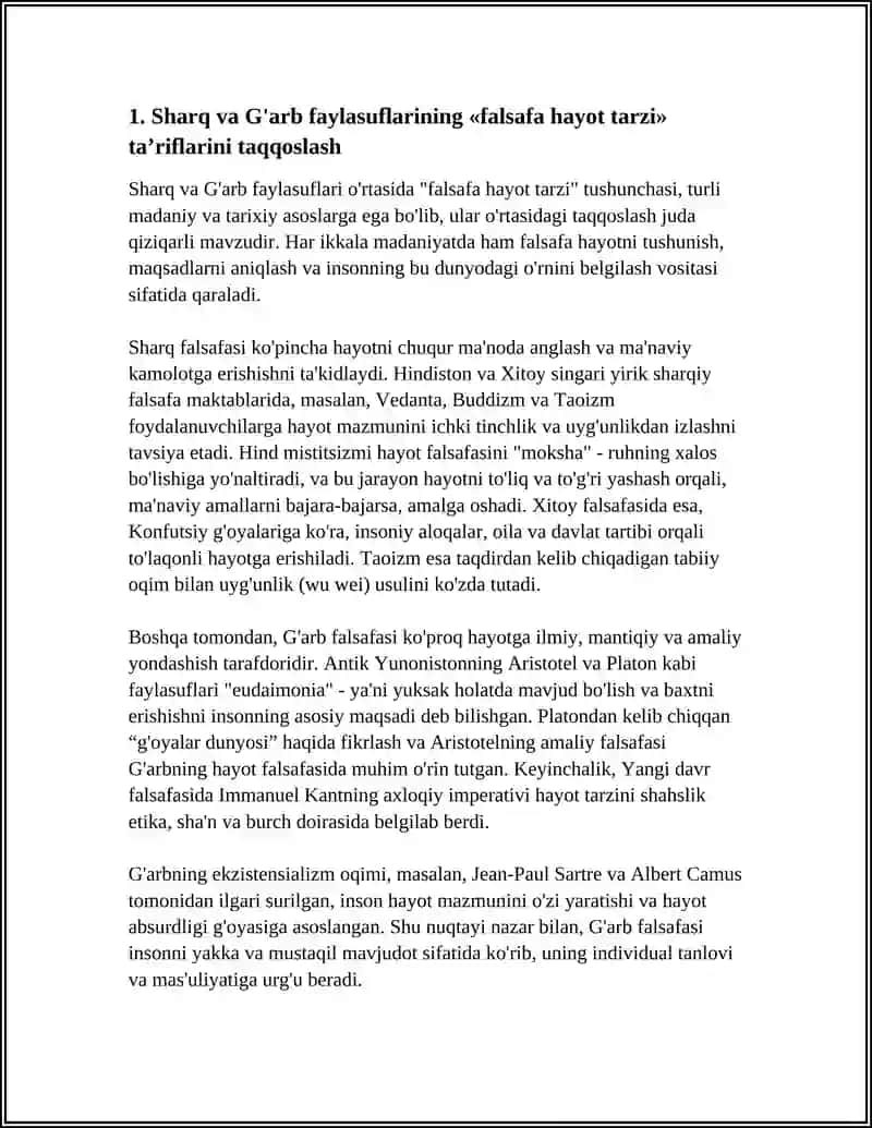 SHARQ VA G'ARB FAYLASUFLARI BERGAN TA'RIFLAR ASOSIDA "FALSAFA HAYOT TARZI VA DUNYONI BILISH TARZI" 4