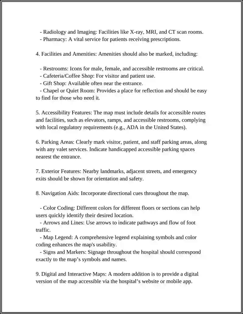 CREATE A HOSPITAL MAP WITH ENGLISH DIRECTIONS 4