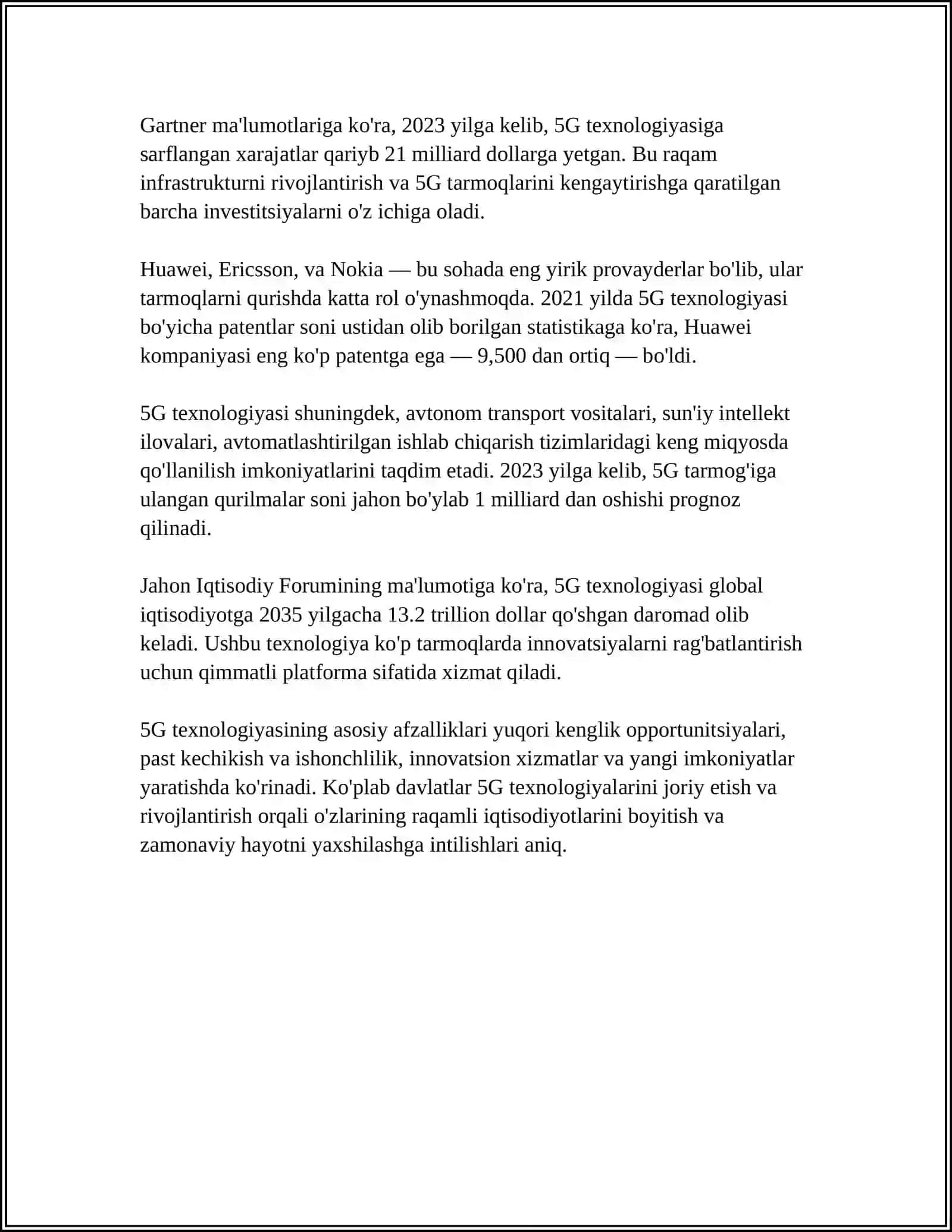 TELEKOMMUNIKATSIYA VA SIMSIZ ALOQA TEXNOLOGIYALARI VA JAHON IT BOZORINING RIVOJLANISHI 4