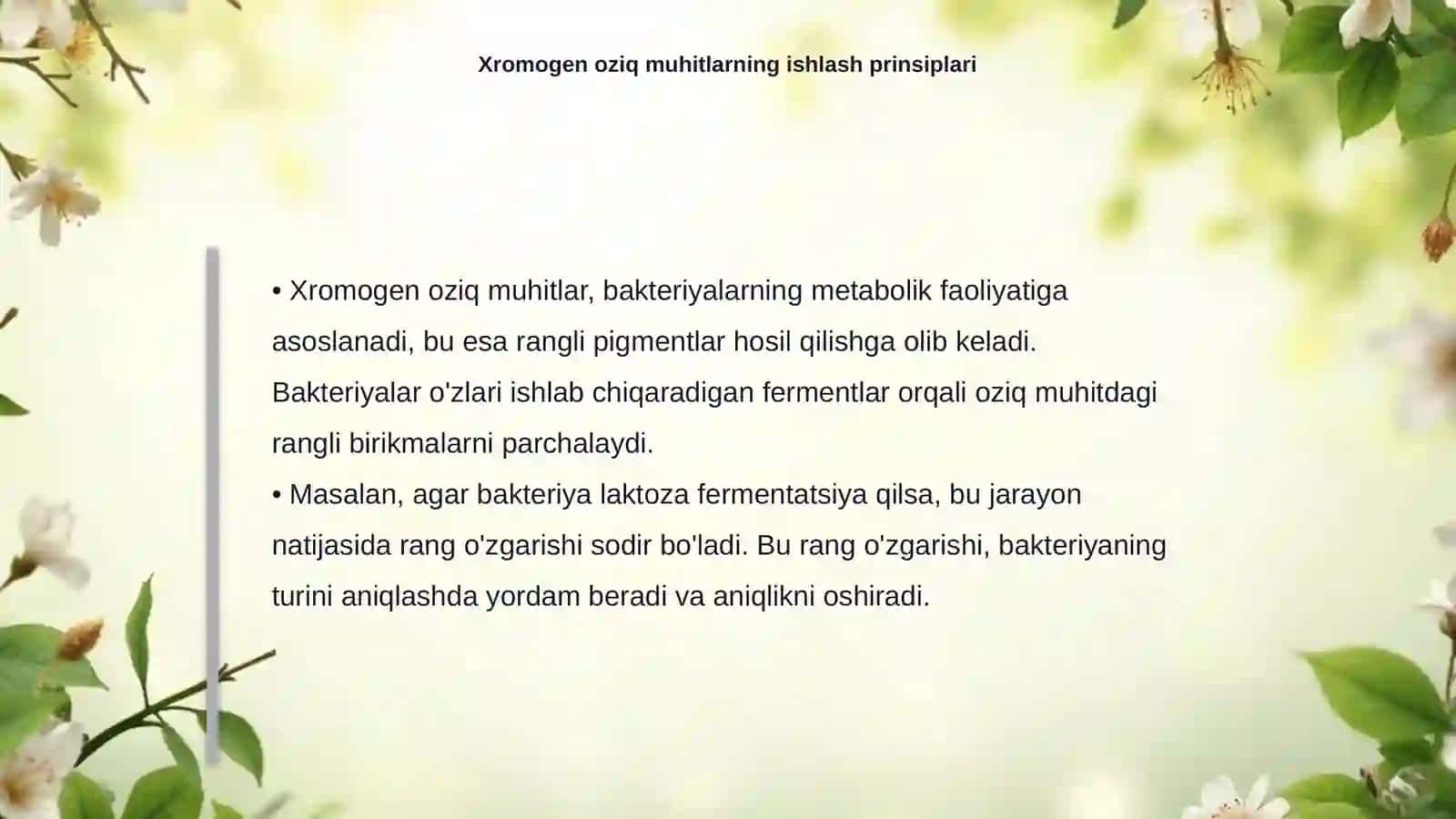 Bakteriyalarni sof kulturasini ajratib olishda qollanilqdigan “xromogen” oziq muhitlar ishlash prinsplari,ularni anglash usullari 4
