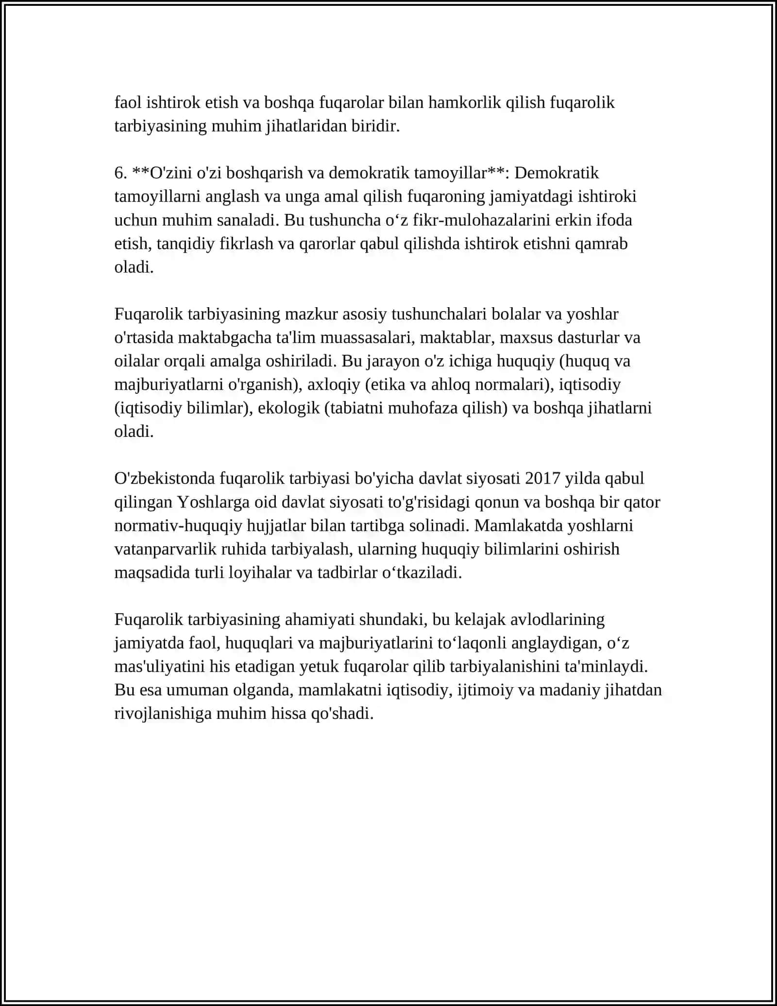 UMUMIY PEDAGOGIKA VA PISIXOLOGYA FANIDAN TAYYORLAGAN MUSTAQIL ISHI 4
