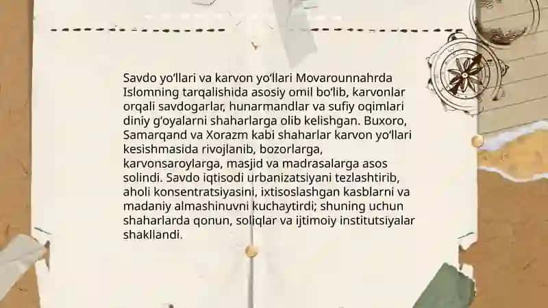 Movarounnahrda islom dinining tarqalishi va madrasa taʼlimi shakllanishining ijtimoiy madaniy hayotiga taʼsiri 4